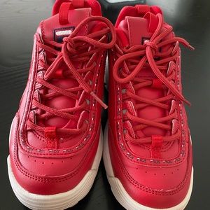 Women’s Fila Disruptor Shoes in Red